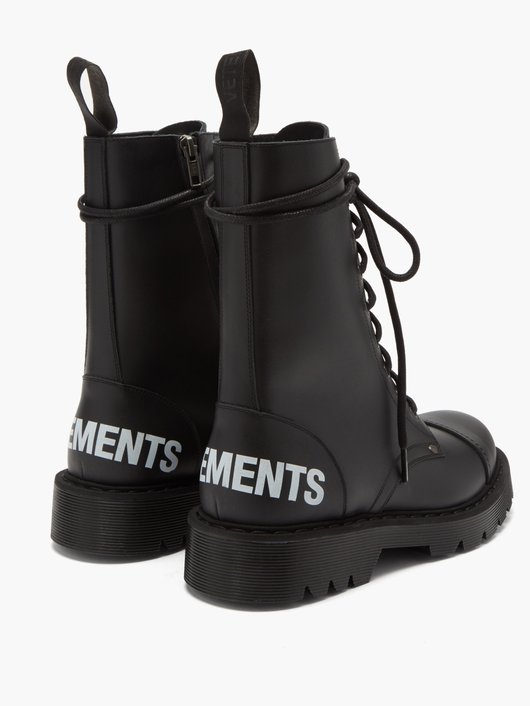 Logo-print lace-up leather boots