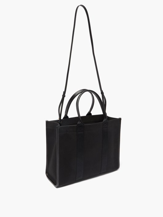 Neo Navy M leather-trimmed canvas tote bag