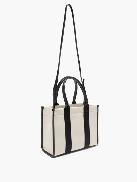 Neo Navy S leather-trimmed canvas tote bag