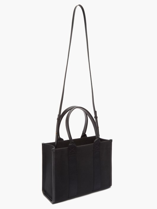 Neo S leather and cotton-canvas tote bag