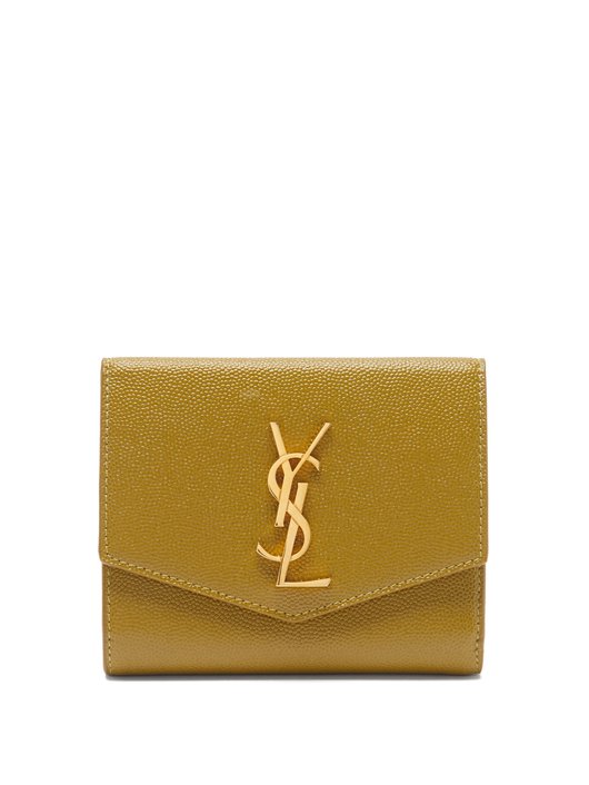 YSL-plaque pebbled-leather wallet