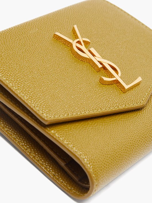 YSL-plaque pebbled-leather wallet