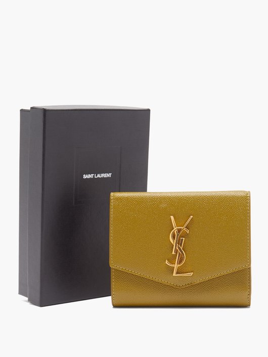 YSL-plaque pebbled-leather wallet