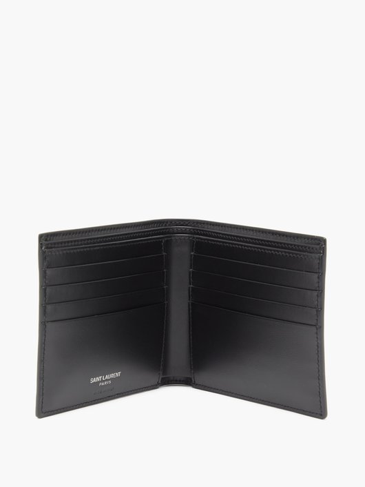 YSL-plaque leather bifold wallet