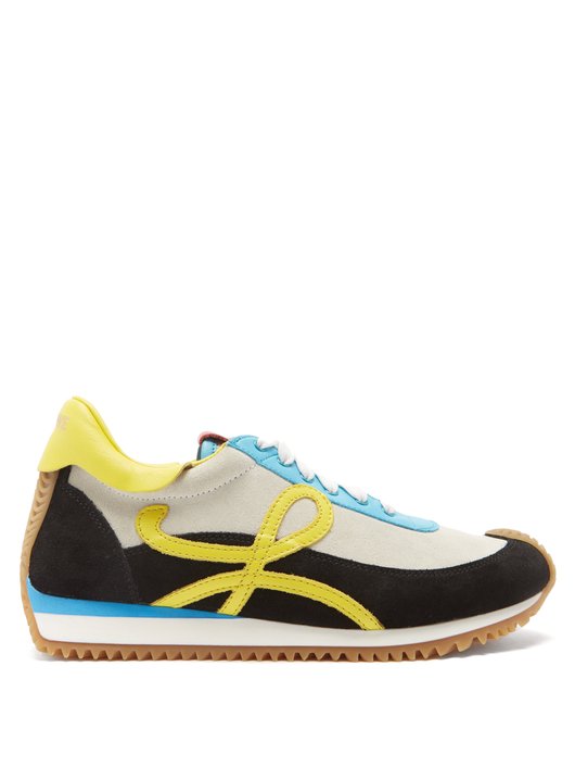 Flow Runner leather-trim suede trainers