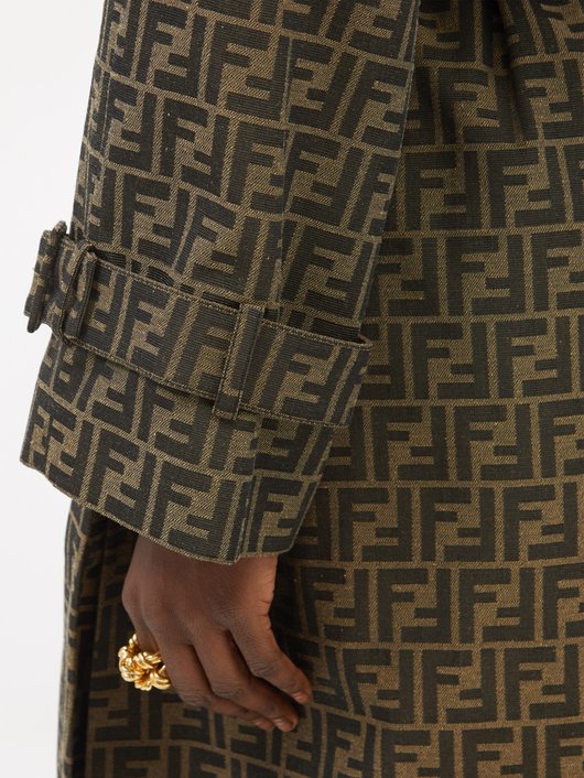 Fendi FF-logo jacquard gabardine trench coat