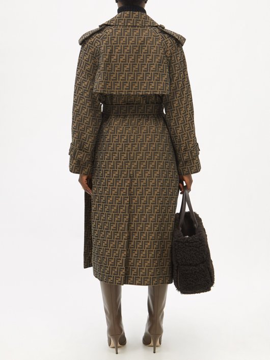 Fendi FF-logo jacquard gabardine trench coat