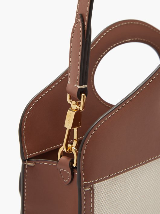 Pocket mini leather-trim canvas cross-body bag