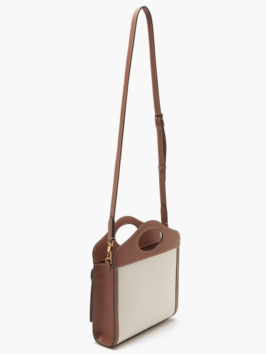 Pocket mini leather-trim canvas cross-body bag