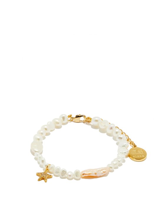 Sand and Sea pearl & 18kt gold-plated anklet