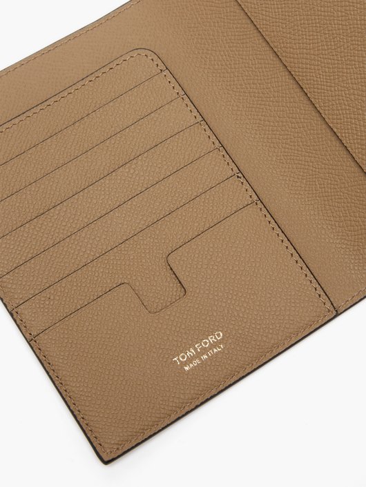 VÍ TOM FORD Foiled-monogram grained-leather passport cover SS2022