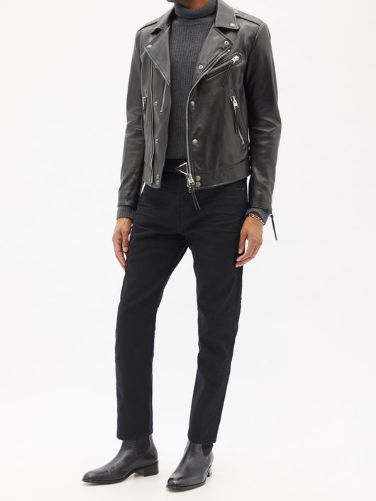 ÁO TOM FORD Double-breasted leather biker jacket SS2022