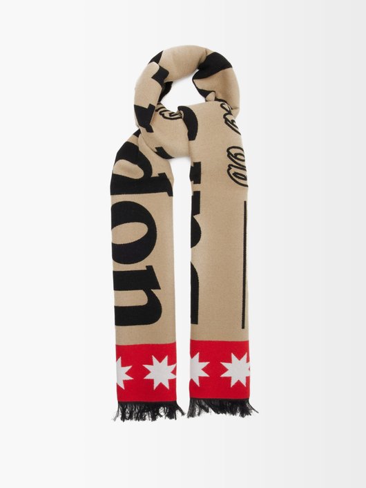 Burberry Logo-jacquard wool-blend scarf