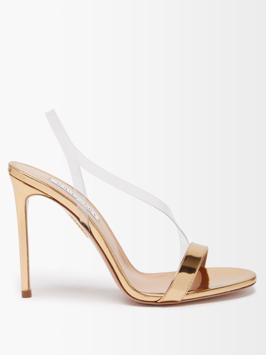 Aquazzura Perfect Kiss 105 metallic-leather sandals