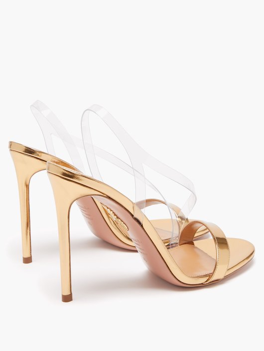 Aquazzura Perfect Kiss 105 metallic-leather sandals