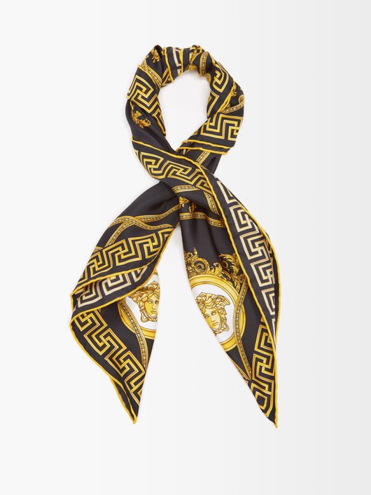 Versace Baroque-print silk-twill square scarf