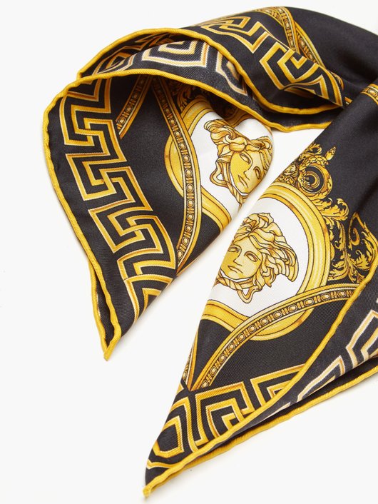 Versace Baroque-print silk-twill square scarf