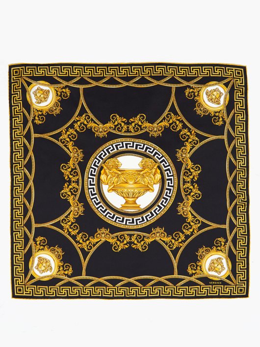 Versace Baroque-print silk-twill square scarf