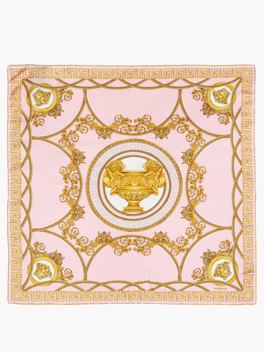 Versace Baroque-print silk-twill square scarf