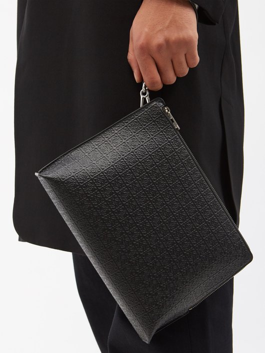 Loewe Repeat Anagram-debossed leather pouch