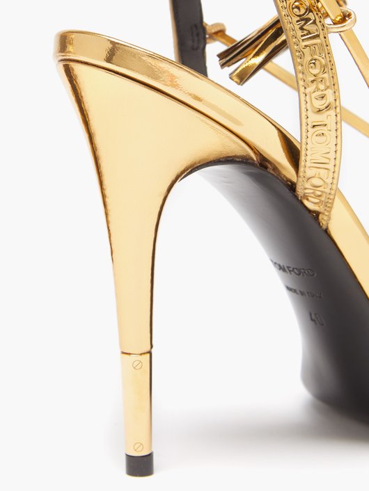 Tom Ford Logo-debossed metallic-leather sandals