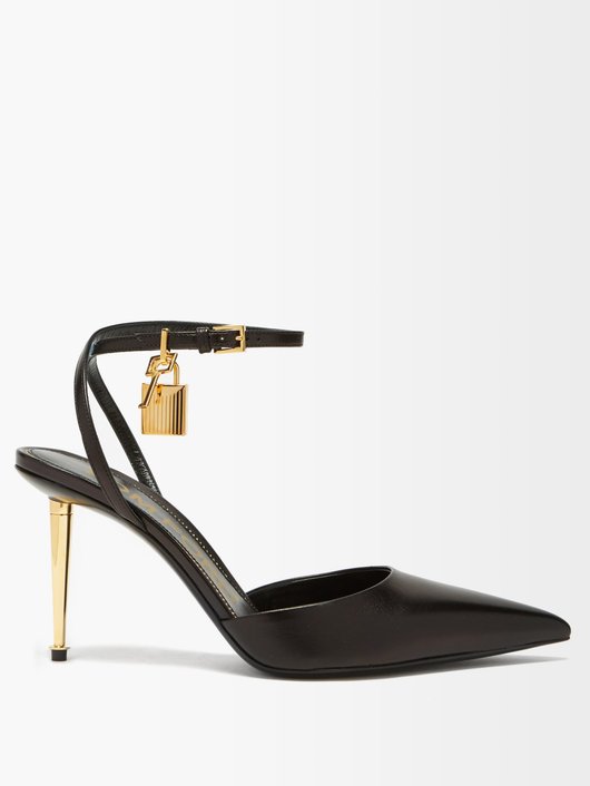 Tom Ford Padlock-charm leather sling back pumps