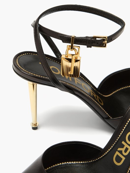 Tom Ford Padlock-charm leather sling back pumps