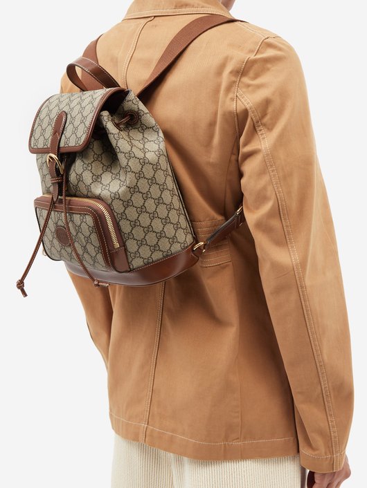 Gucci GG-Supreme canvas and leather backpack