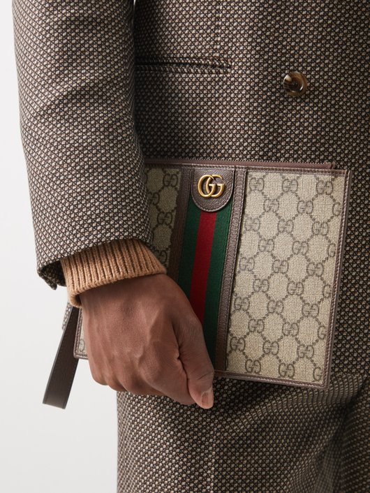 Gucci GG-logo coated-canvas pouch