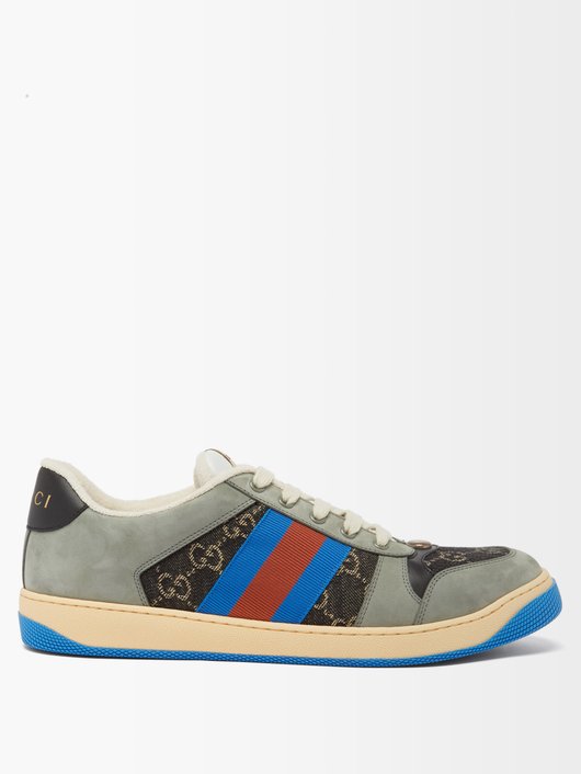 Gucci Screener GG-cotton and suede sneakers