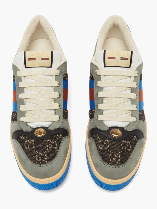 Gucci Screener GG-cotton and suede sneakers