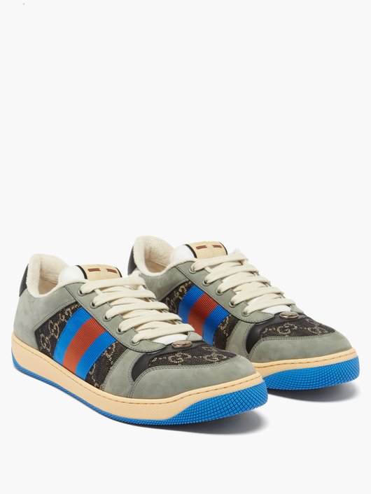 Gucci Screener GG-cotton and suede sneakers