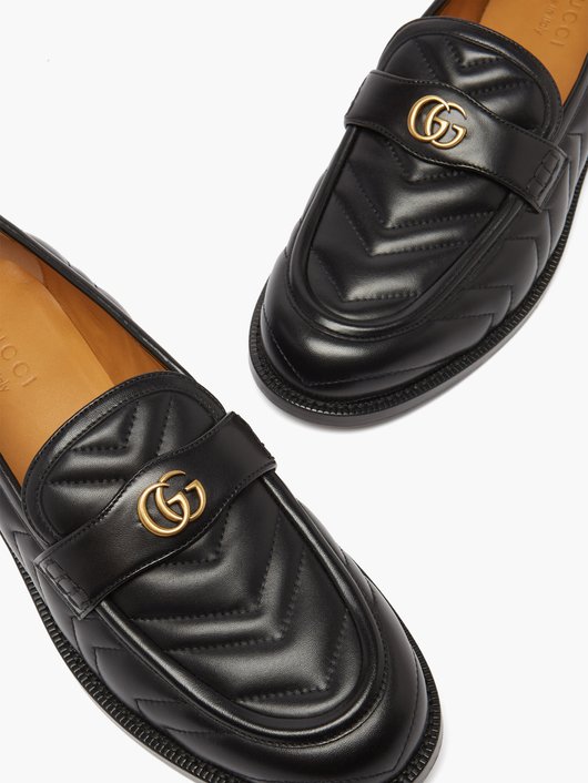 Gucci Marmont GG-logo chevron-quilted leather loafers