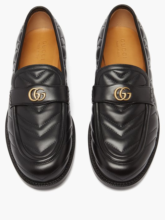 Gucci Marmont GG-logo chevron-quilted leather loafers