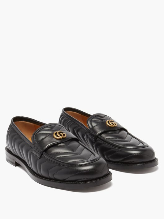 Gucci Marmont GG-logo chevron-quilted leather loafers