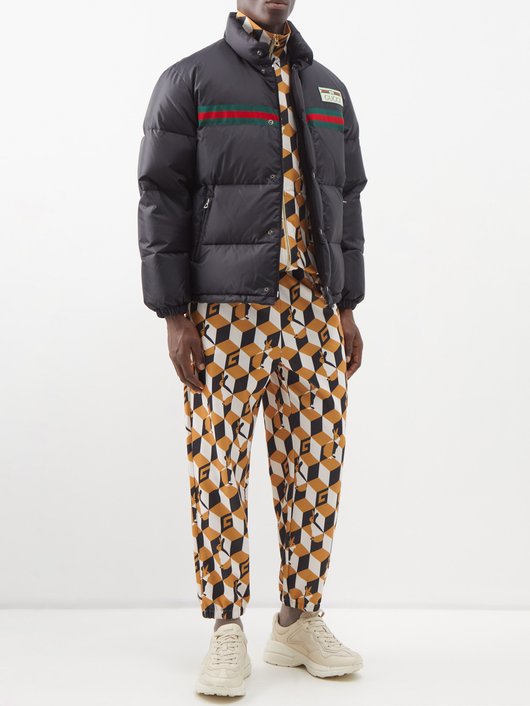 Gucci Web Stripe nylon-shell quilted down jacket