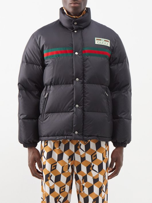 Gucci Web Stripe nylon-shell quilted down jacket