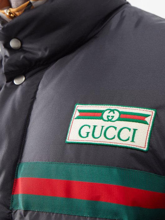 Gucci Web Stripe nylon-shell quilted down jacket