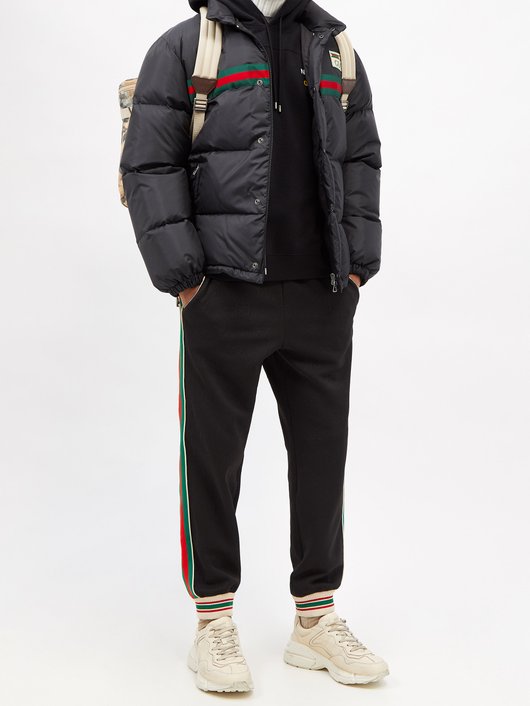 Gucci Web Stripe nylon-shell quilted down jacket