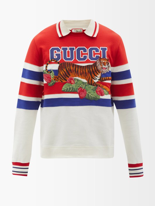 Gucci Gucci Tiger cotton-jersey rugby shirt