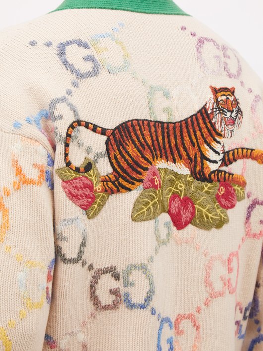 Gucci Tiger-embroidered wool-blend cardigan