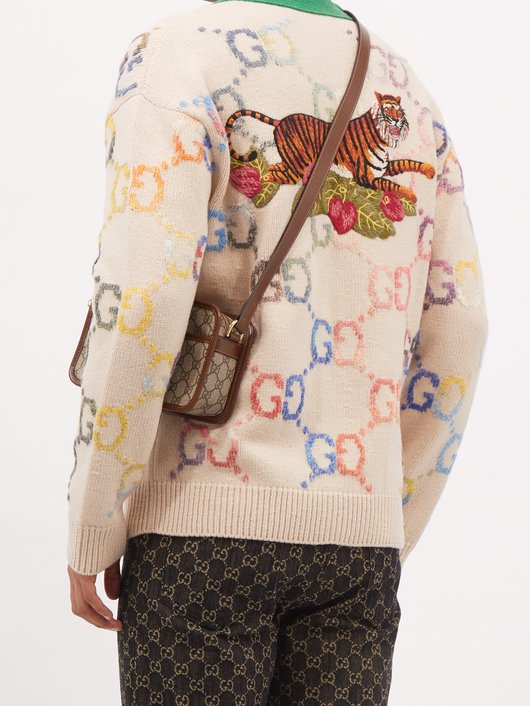 Gucci Tiger-embroidered wool-blend cardigan