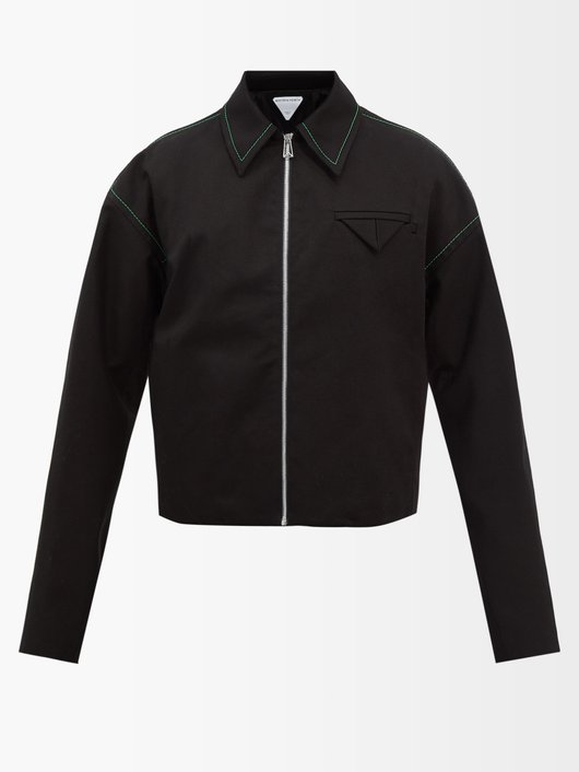 Bottega Veneta Topstitched zipped cotton-twill jacket