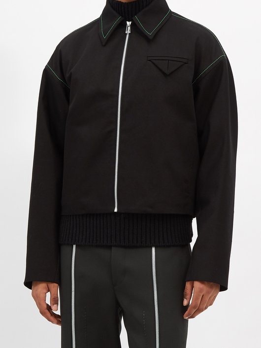 Bottega Veneta Topstitched zipped cotton-twill jacket