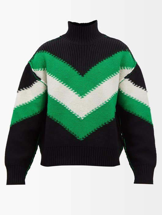 Bottega Veneta Chevron-intarsia roll-neck sweater