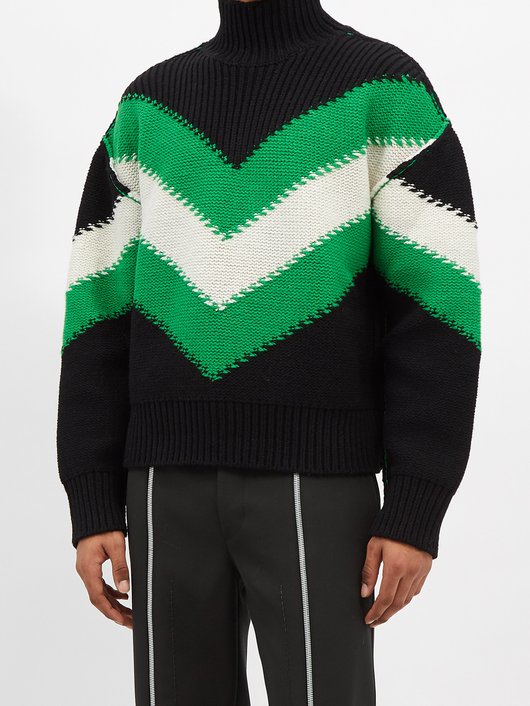 Bottega Veneta Chevron-intarsia roll-neck sweater