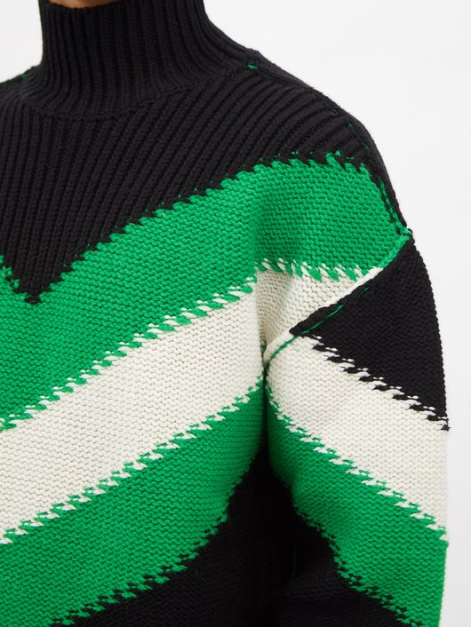 Bottega Veneta Chevron-intarsia roll-neck sweater