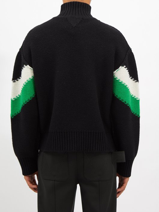 Bottega Veneta Chevron-intarsia roll-neck sweater