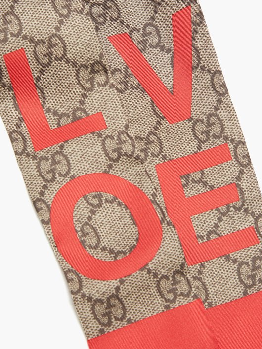 Gucci GG Love-print silk scarf