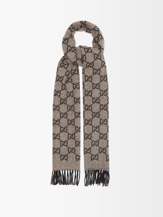 Gucci GG logo-jacquard cashmere scarf